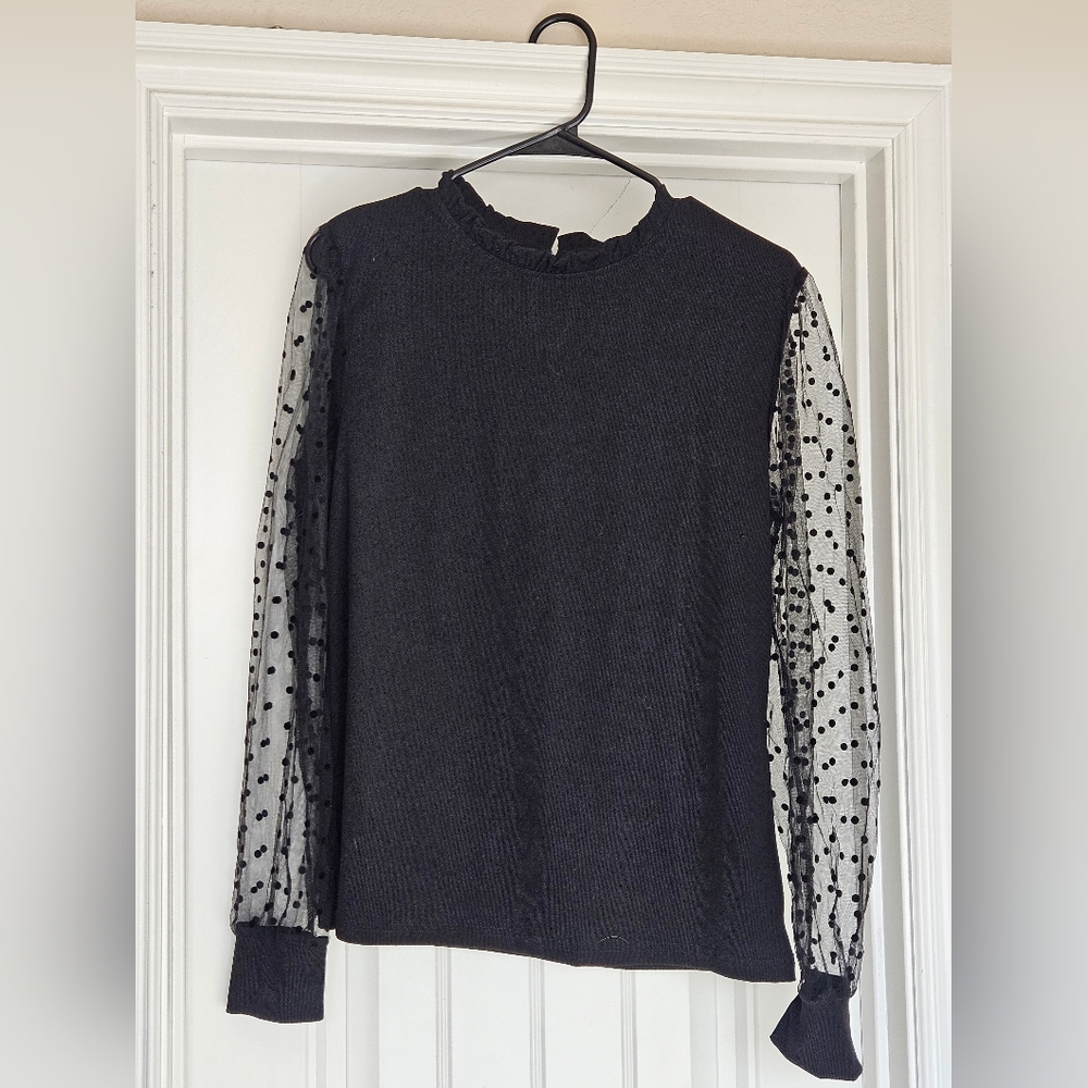 Womens Mock Neck Tops Keyhole Dressy Casual Blouses Polka Dot Long Sleeve